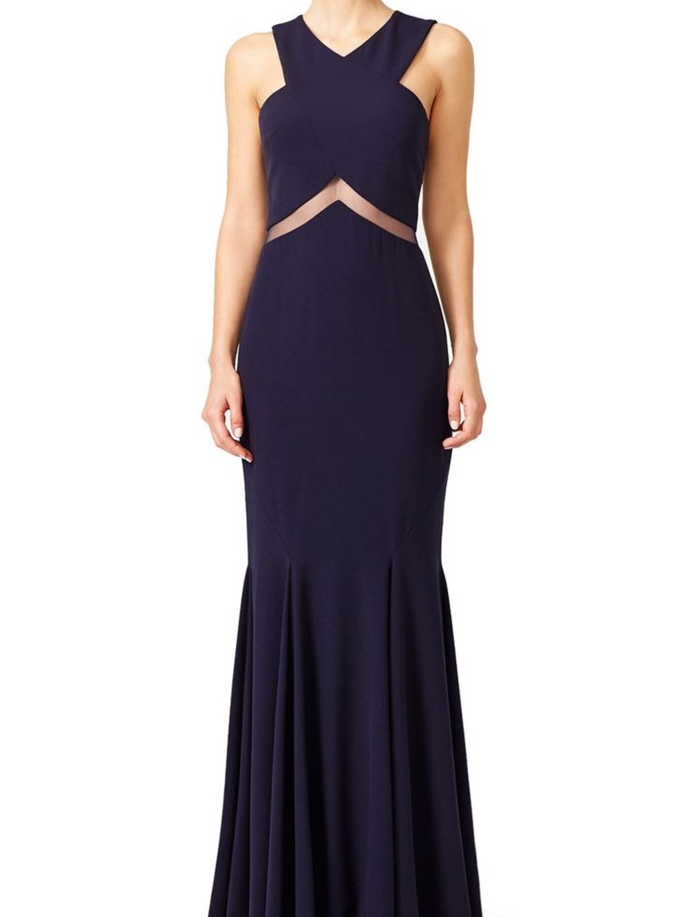Mignon Navy Blue Cutout Mermaid Gown Maxi Dress formal prom gala cocktail size 0